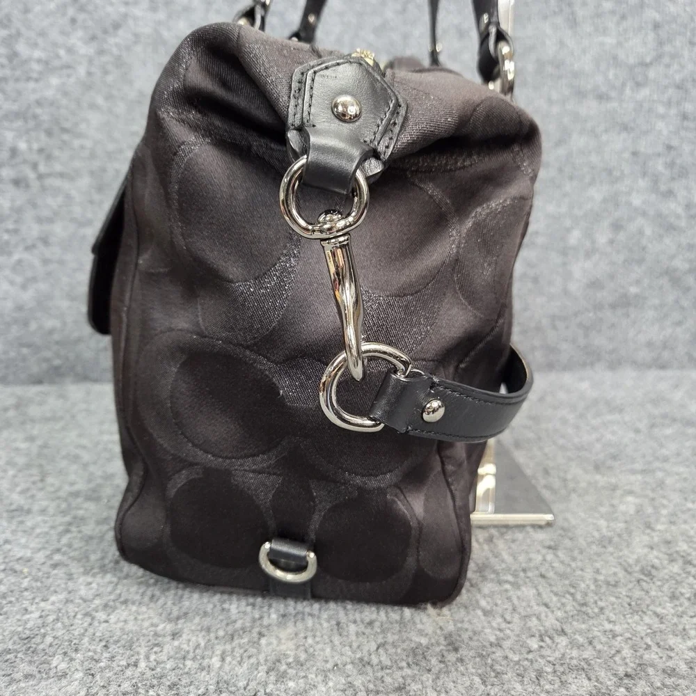 Coach Black Canvas Signature Campbell Convertible Satchel Bag F26243 Y2k - Picture 7 of 14